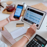 A woman doing accounting work