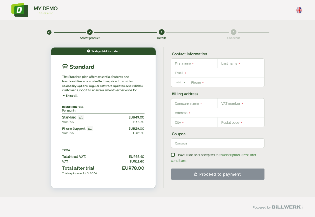 the page in the hoste payment page flow, where your customers add information