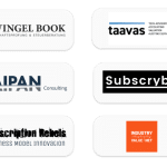 A logo selection: Zwingel Book, taavas, Taipan, Subscrybe, Subscription Rebels, Industry Value Net