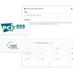 Billwerk+ Optimize and Pay screenshots of risk filter as well as the PCI DSS compliant logo and the GDPR compliant logo