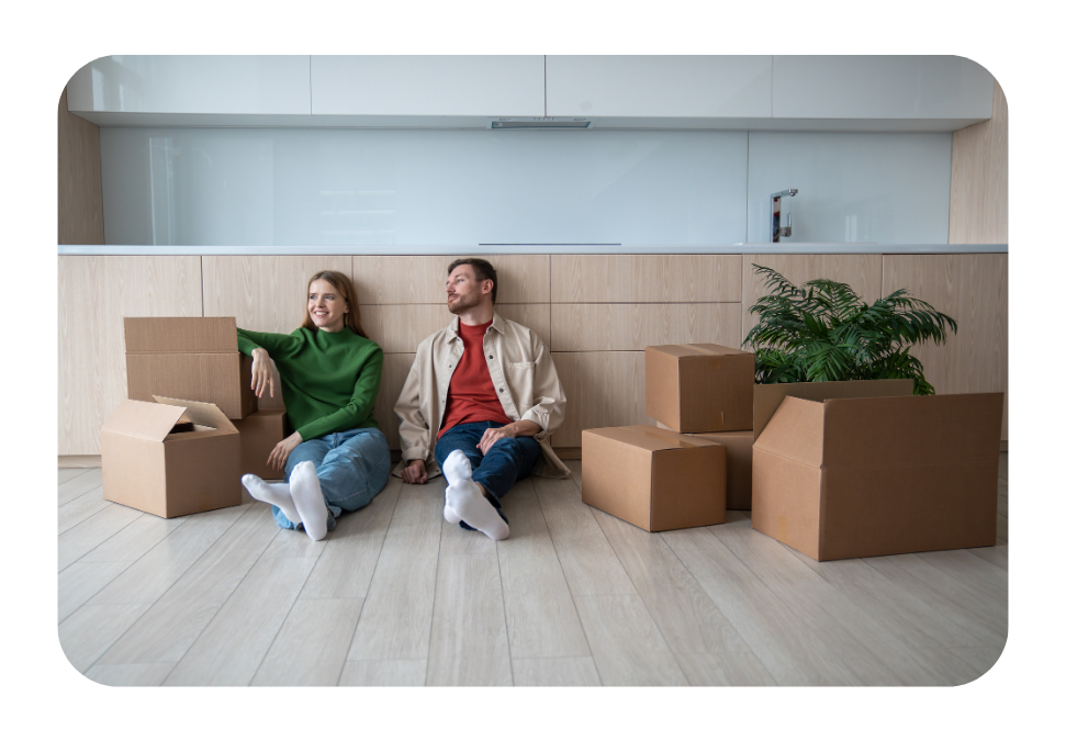 a couple in their new flat